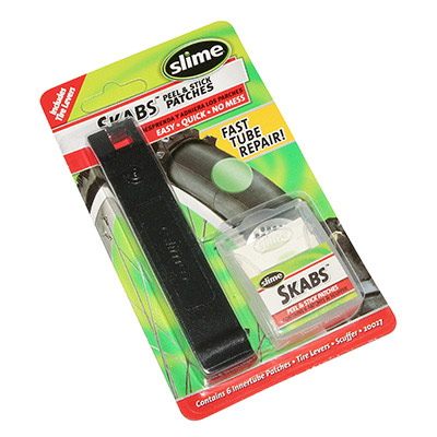 Slime rustine diam 25 mm autocollantes avec 2 demonte pneu (boite de 6 rustines)