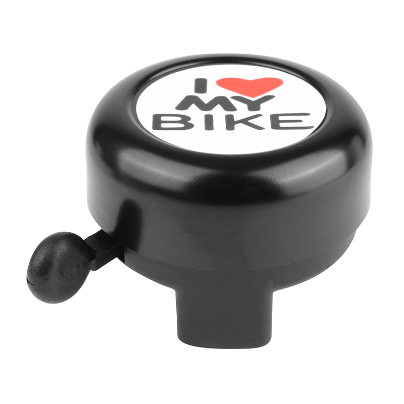 Sonnette timbre P2r alu noir ''i love my bike'' 50mm