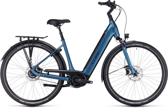 Vélo de ville électrique cadre bas Cube Supreme Hybrid EXC 625WH- Bleu/Noir
