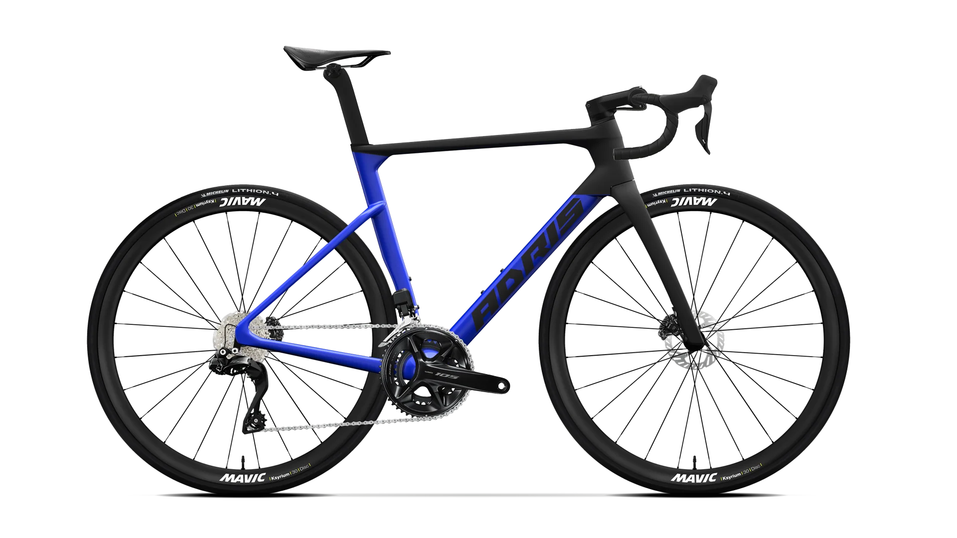 Vélo route Adris le performance s2, shimano 105 di2 12v bleu electrique