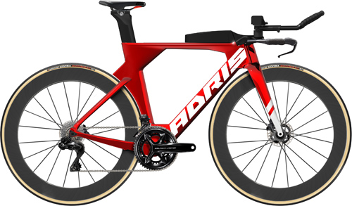 Vélo triathlon Adris la fusee, shimano dura-ace di2 12v rouge chrome