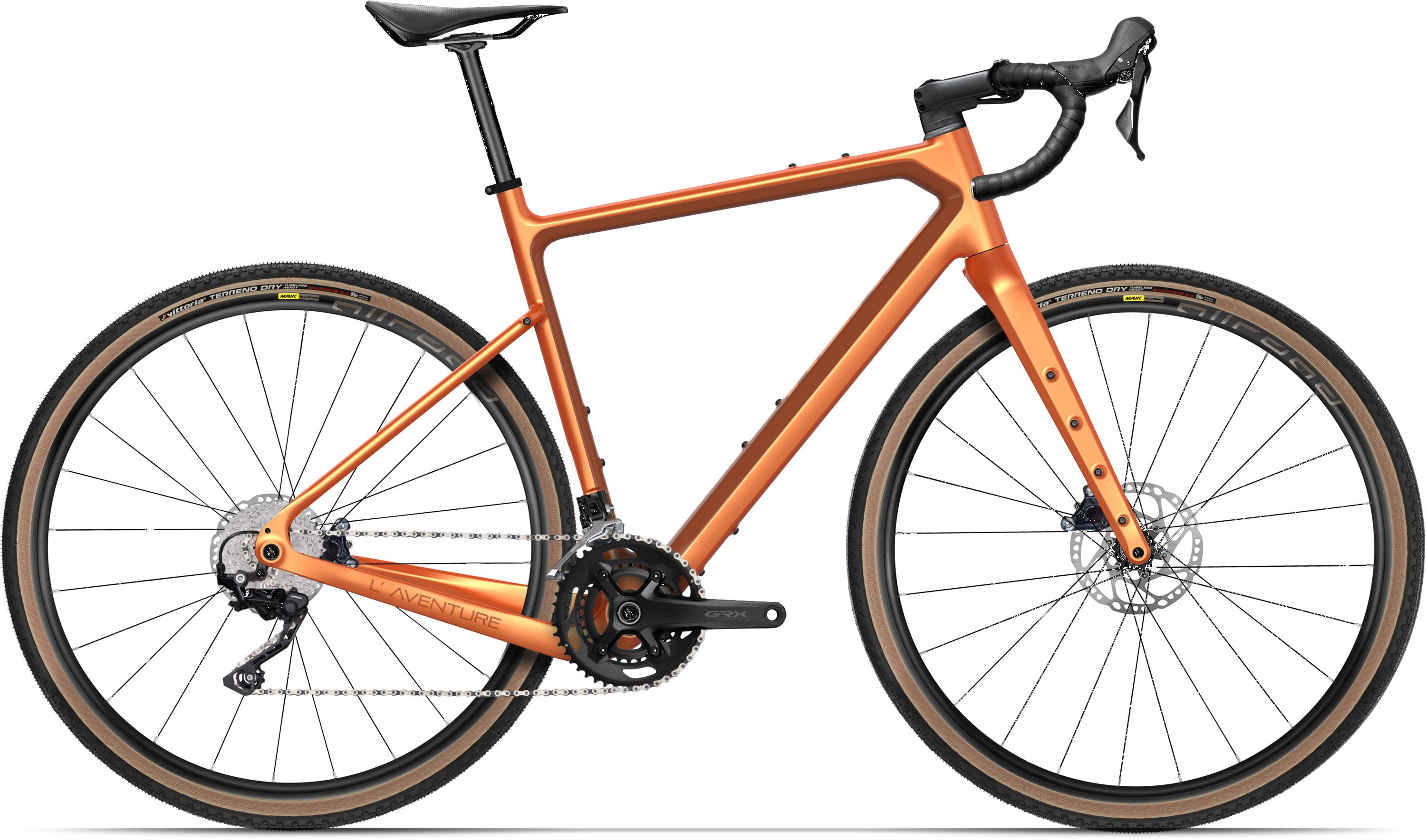 Vélo gravel Adris l'aventure, shimano grx400 10v orange